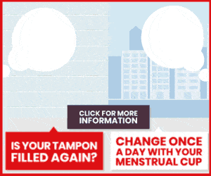 TAMPON AND MENSTRUAL CUP banner girl tampon cup