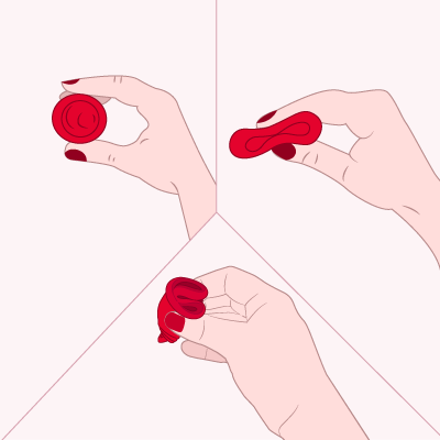GUIA COMO USAR LA COPA MENSTRUAL iconos guia doblar la copa en C 2