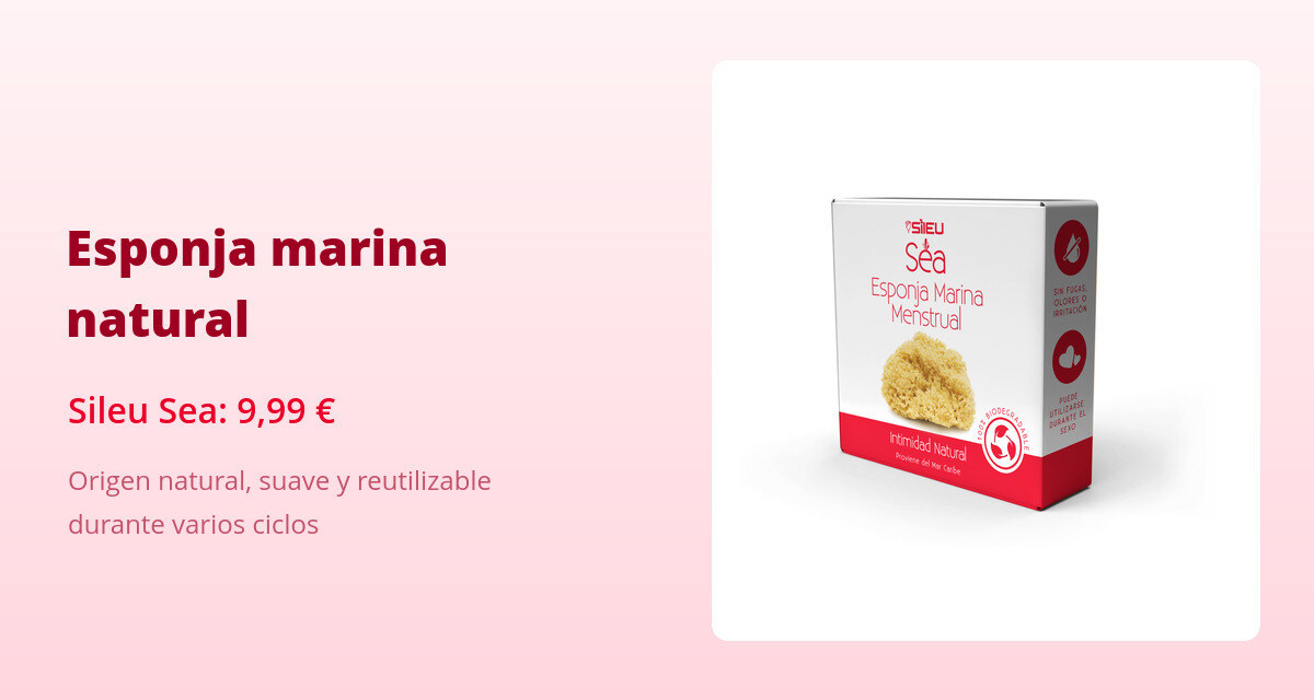 Esponja menstrual: qué es, cómo se usa y cuándo tiene sentido 3 Sileu Sea, esponja menstrual marina natural reutilizable por 9,99 euros