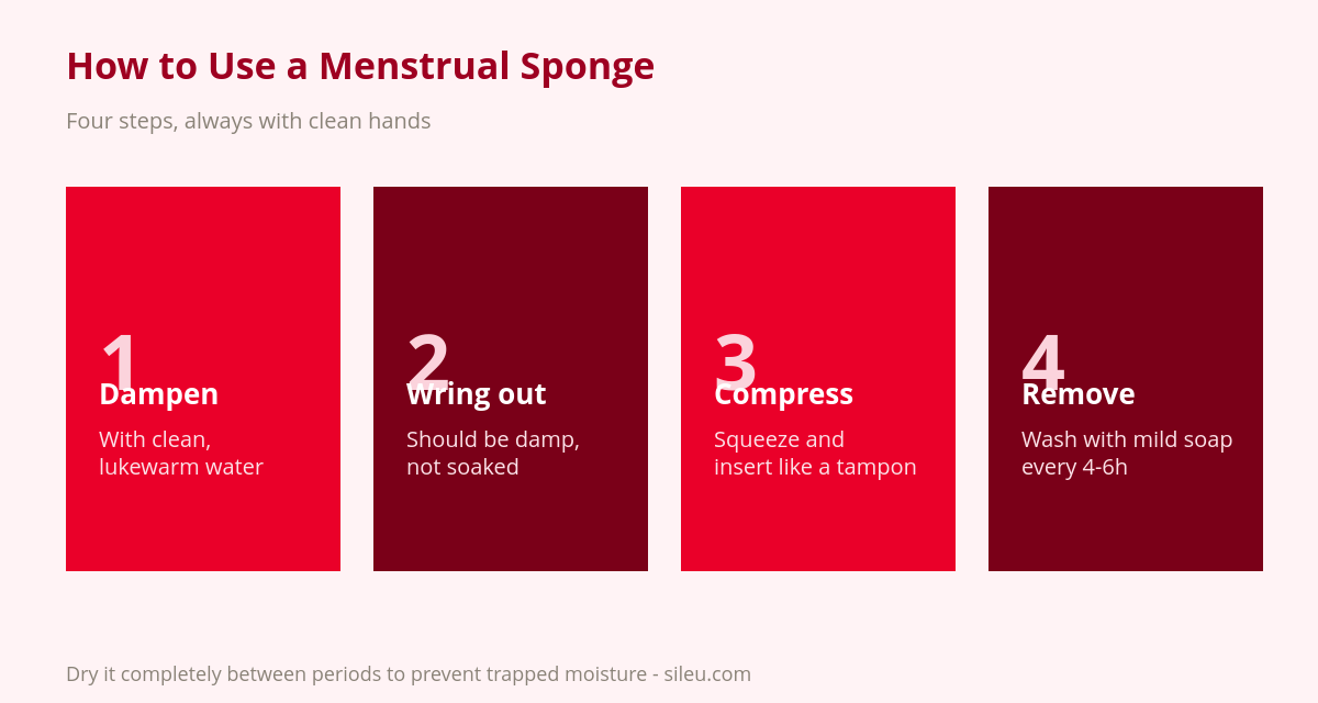 Menstrual Sponge: What It Is, How to Use It and When It Makes Sense 1 How to use a menstrual sponge in four steps