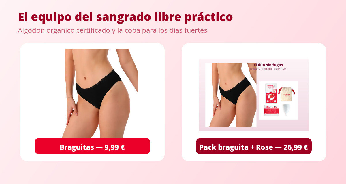 Cómo practicar Free Bleeding y no perder ropa en el intento 3 Braguitas menstruales de algodón orgánico para practicar free bleeding sin manchas