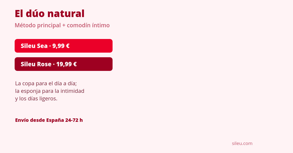 Esponja marina menstrual natural: origen, higiene y cuidados 4 Esponja marina menstrual Sileu Sea junto a la copa menstrual Sileu Rose