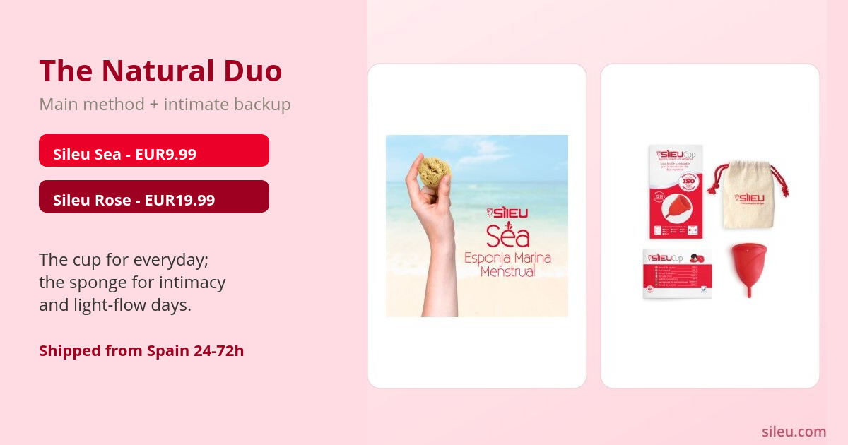 Natural Menstrual Sea Sponge: Origin, Hygiene, and Care 4 Sileu Sea menstrual sea sponge next to the Sileu Rose menstrual cup