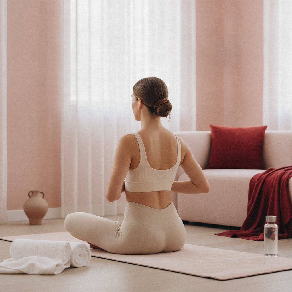 Sports That Strengthen (and Punish) the Pelvic Floor 3 Pelvic floor and sport: gentle hypopressive exercise scene at home