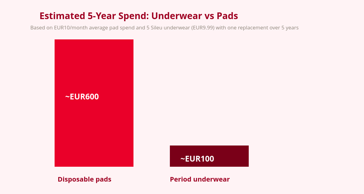 Period Underwear vs Pads: Comfort, Cost and Health Comparison 2 Cost of period underwear vs pads over 5 years