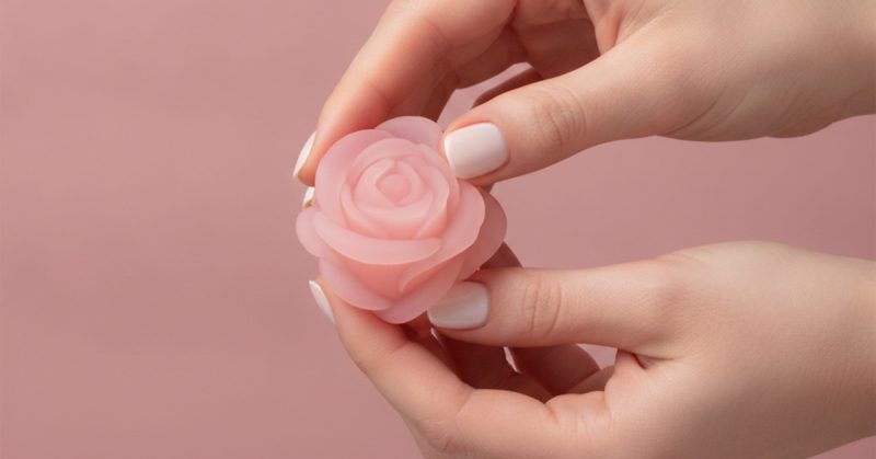 doblar copa menstrual Sileu Rose con los dedos