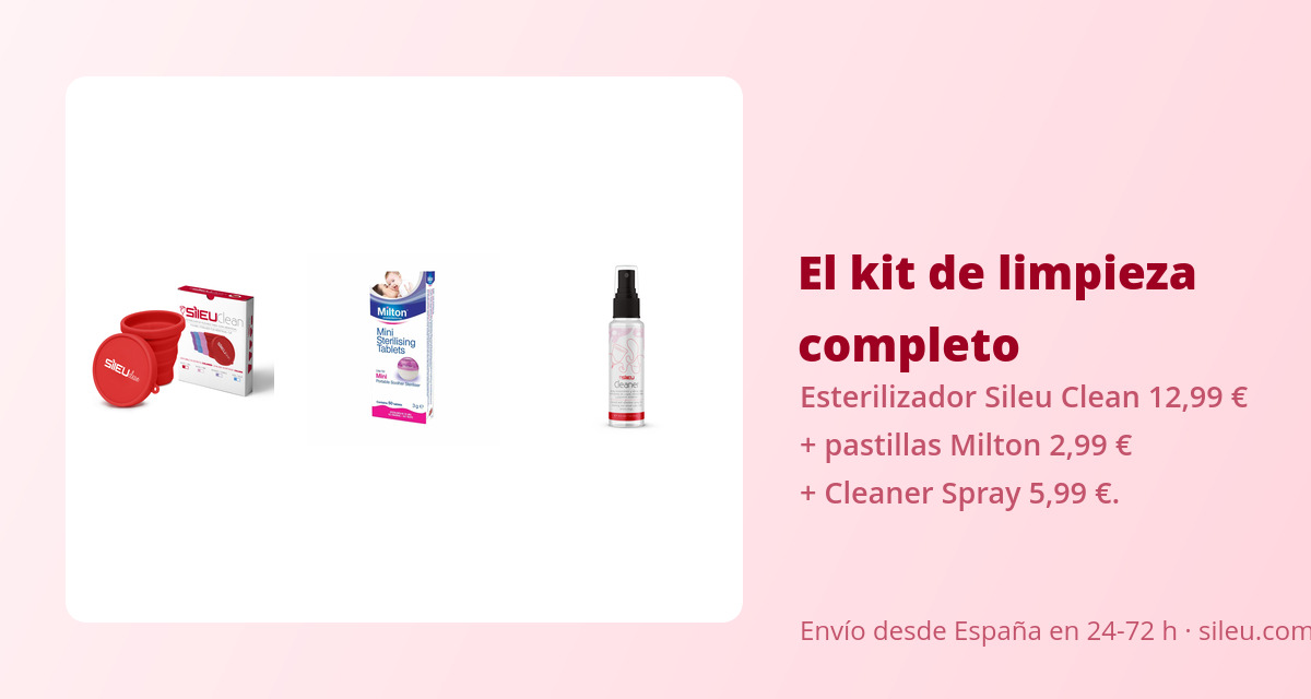 Cómo limpiar tu copa menstrual 3 Kit completo para limpiar la copa menstrual: esterilizador Sileu Clean, pastillas Milton y Cleaner Spray