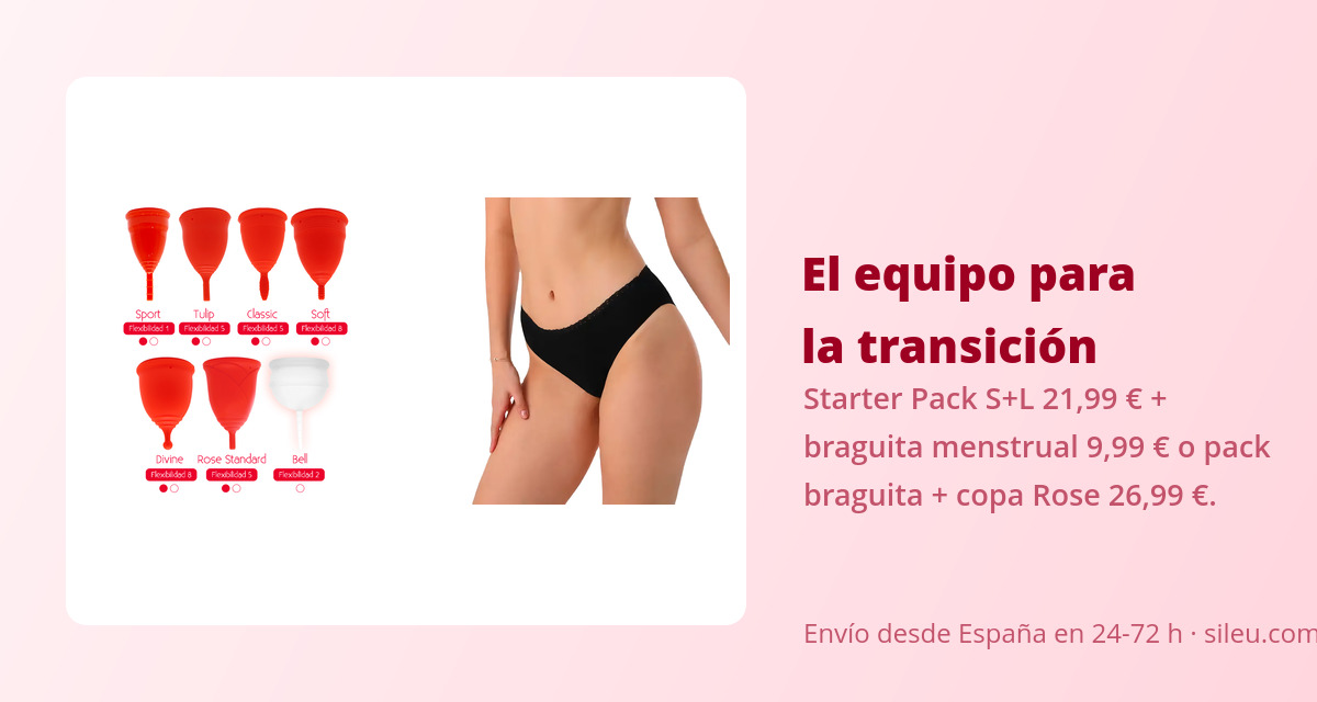 De tampones y compresas a la copa: plan de transición en 3 ciclos 2 Starter Pack Sileu y braguita menstrual, el equipo completo para la transición a la copa menstrual
