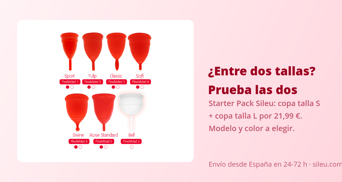 Tallas de copa menstrual: guía real para acertar a la primera 3 Starter Pack Sileu con las dos tallas de copa menstrual, S y L, por 21,99 euros