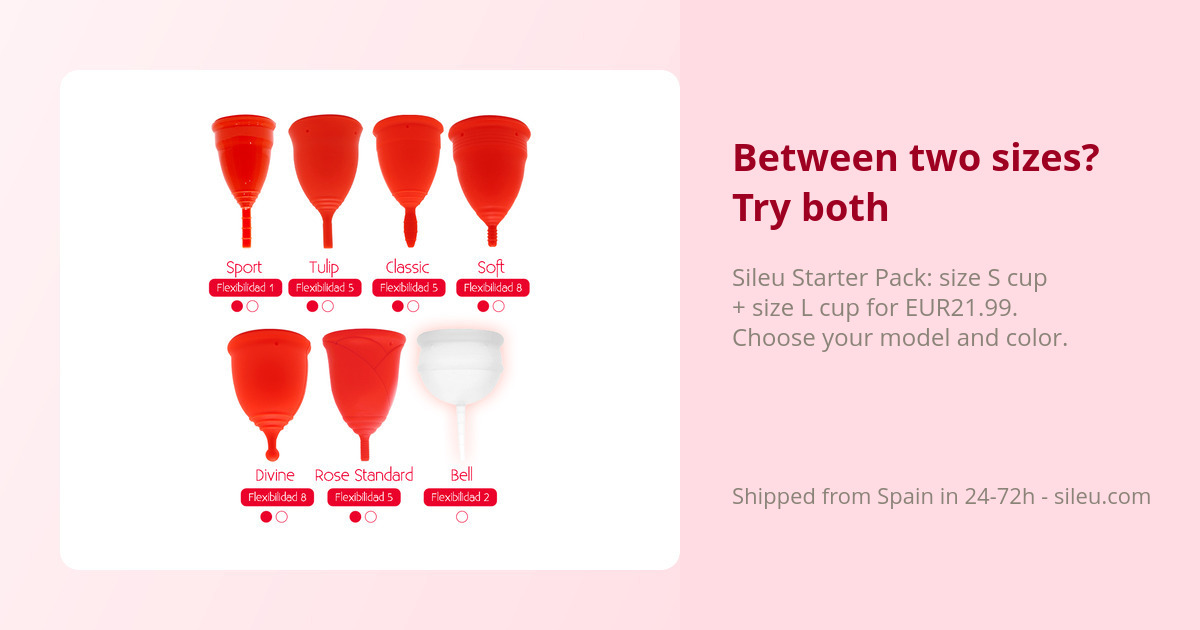 Menstrual Cup Sizes: A Real Guide to Getting It Right the First Time 3 Sileu Starter Pack with both menstrual cup sizes, S and L, for EUR21.99
