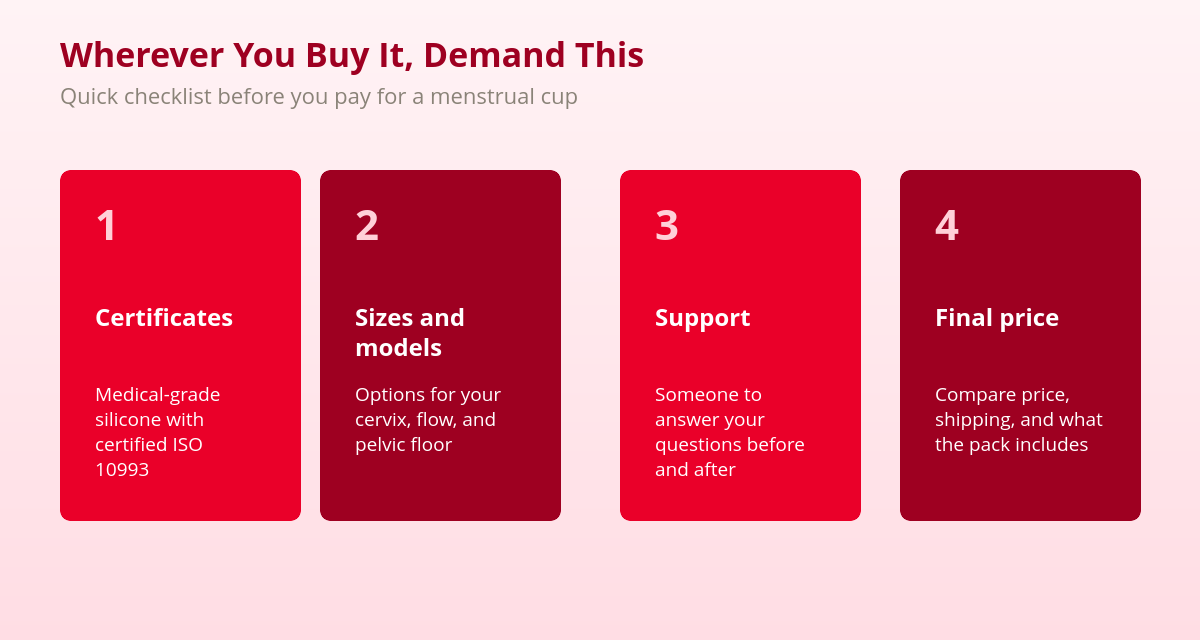 Where to Buy a Menstrual Cup in Spain: Every Option Compared 3 Four-point checklist before buying a menstrual cup in any channel