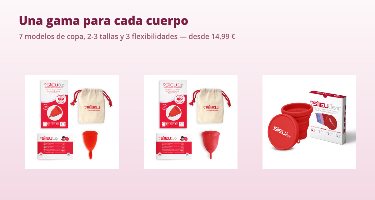 Copa menstrual Enna vs Sileu: comparativa honesta de precio y modelos 2 Gama de copas menstruales Sileu frente a Enna: 7 modelos desde 14,99 euros