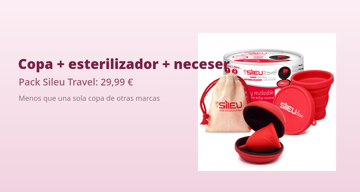 Copa menstrual Enna vs Sileu: comparativa honesta de precio y modelos 3 Pack Sileu Travel con copa menstrual Rose, esterilizador plegable y neceser por 29,99 euros