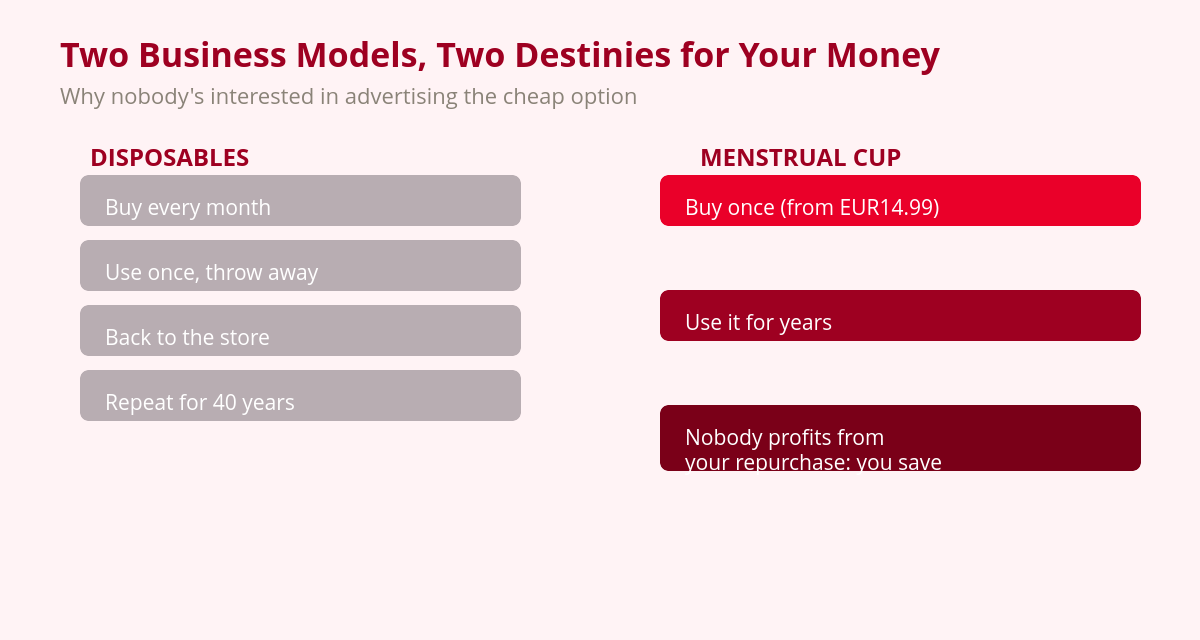 Why Didn't Anyone Tell You About the Menstrual Cup Sooner 2 Comparison of the disposables business model versus the menstrual cup
