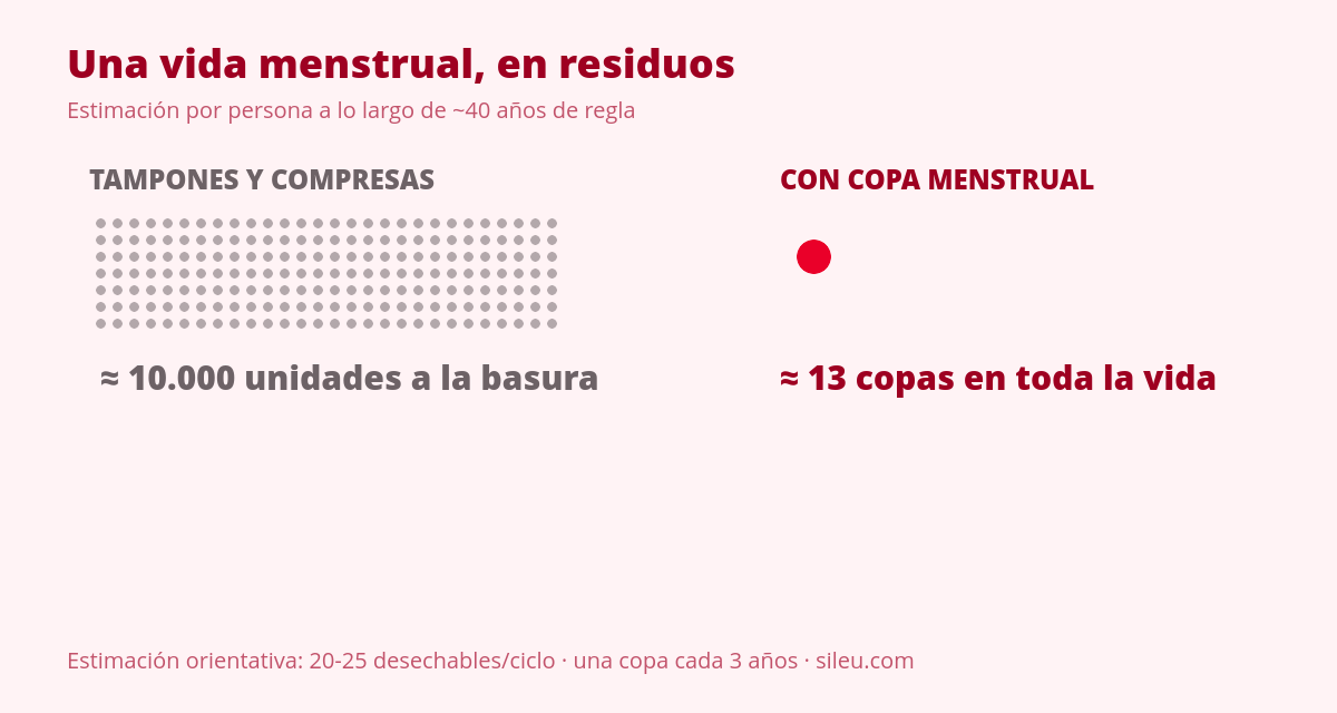 Por qué nadie te habló antes de la copa menstrual 3 Residuos de una vida menstrual: 10.000 desechables frente a 13 copas menstruales
