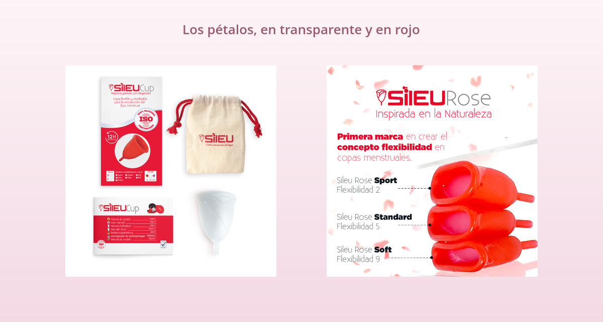 Por qué la copa Sileu Rose tiene forma de rosa: historia de un diseño español 3 Copa menstrual Sileu Rose con forma de rosa en color transparente y rojo