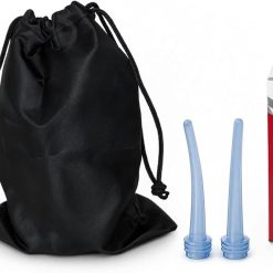 Sileu Enema Clásico 220 ml con boquilla recta, dos puntas de silicona y bolsa de tela